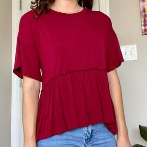 Romwe Red Ruffle T-Shirt Size Small
